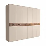 Шкаф 6-ти дв. (без зеркал) для платья и белья Bogemia Wood Fi (Ваниль/Хром) БМШ2/6(Wo)
