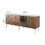 Комод для гостиной 2.1 (1 дверь стекло и 2 двери wood) Bogemia Wood Fa (Мокка) (Novabuk/Золото) БМКМ-5(Wo)[4]