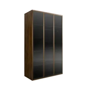 Шкаф 3-х дв. (3 двери стекло) Bogemia Woodline Air (Wood/Золото) БМШ2/3(3)(Woodline)(Air)