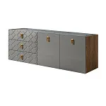Комод для гостиной 1.6 м Bogemia Woodline Fly Fa (Серый) (Novabuk/Золото) БМКМ-4 (Woodline)(Fly)