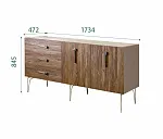 Комод для гостиной 1.6 (2 двери wood) Bogemia Wood Wo (Мокка) (Novabuk/Хром) БМКМ-4(Wo)