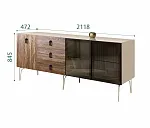 Комод для гостиной 2.1 (2 двери стекло и 1 дверь wood) Bogemia Wood Fa (Ваниль) (Lakobel/Черный) БМКМ-5(Wo)[5][10]