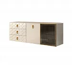 Комод для гостиной 1,6м (1 дверь стекло и 1 дверь wood) Bogemia Fly Farfale (Слоновая кость) (Novabuk/Золото) БМКМ-4(Fly)[5][10]