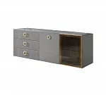 Комод для гостиной 1,6м (1 дверь стекло и 1 дверь wood) Bogemia Fly Fillini (Серый) (Novabuk/Золото) БМКМ-4(Fly)[5][10]
