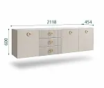 Комод для гостиной 2,1м Bogemia Fly Fillini (Шелк) (Novabuk/Золото) БМКМ-5(Fly)