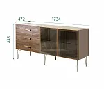 Комод для гостиной 1.6 (2 двери стекло) Bogemia Wood Wo (Мокка) (Novabuk/Золото) БМКМ-4(Wo)[5]