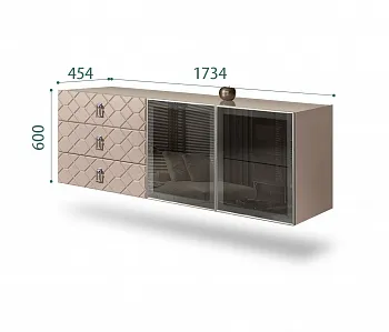 Комод для гостиной 1,6м (2 двери стекло) Bogemia Fly Farfale (Мокка) (Lakobel/Хром) БМКМ-4(Fly)[5]