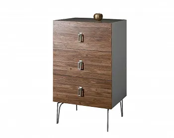 Комод Bogemia Wood Fa (Серый) (Lakobel/Хром) БМКМ-1(Wo)