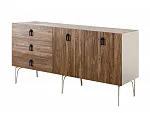 Комод для гостиной 1.6 (2 двери wood) Bogemia Wood Fa (Слоновая кость) (Novabuk/Черный) БМКМ-4(Wo)