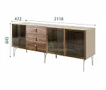 Комод для гостиной 2.1 (3 двери стекло) Bogemia Wood Fa (Ваниль) (Novabuk/Золото) БМКМ-5(Wo)[5]