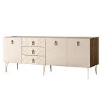 Комод для гостиной 2.1 м Bogemia Woodline Fa (Слоновая кость) (Novabuk/Хром) БМКМ-5