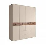 Шкаф 4-х дверный без зеркал, с выдвижными ящиками, Bogemia Wood Fi (Ваниль/Хром) БМШ2/41(Wo)