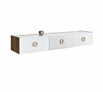 Тумба телевизионная 1,6м Bogemia Woodline Fly Fi (Белый) (Lakobel/Золото) БМТ-1[10] (Woodline)(Fly)