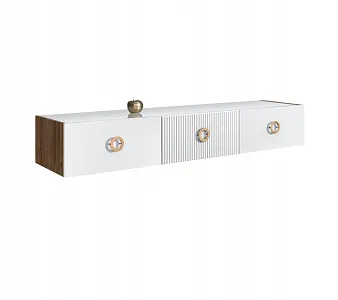 Тумба телевизионная 1,6м Bogemia Woodline Fly Fi (Белый) (Lakobel/Золото) БМТ-1[10] (Woodline)(Fly)