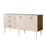 Комод для гостиной 1.6 м Bogemia Woodline Fi (Слоновая кость) (Novabuk/Хром) БМКМ-4