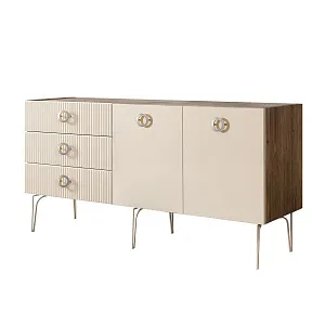 Комод для гостиной 1.6 м Bogemia Woodline Fi (Слоновая кость) (Novabuk/Хром) БМКМ-4