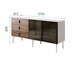 Комод для гостиной 1.6 (2 двери стекло) Bogemia Wood Fa (Шелк) (Novabuk/Черный) БМКМ-4(Wo)[5]