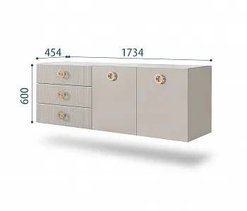 Комод для гостиной 1,6м Bogemia Fly Fillini (Шелк) (Novabuk/Золото) БМКМ-4(Fly)