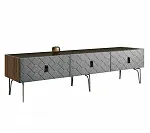 Тумба телевизионная 2,1м Bogemia Woodline Fa (Серый) (Lakobel/Черный) БМТ-2