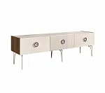 Тумба телевизионная 1,6 м Bogemia Woodline Fi (Слоновая кость) (Novabuk/Хром) БМТ-1[10]