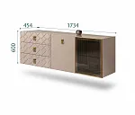 Комод для гостиной 1,6м (1 дверь стекло и 1 дверь wood) Bogemia Fly Farfale (Мокка) (Lakobel/Золото) БМКМ-4(Fly)[5][10]