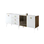 Комод для гостиной 2.1 м Bogemia Woodline Fi (Белый) (Lakobel/Золото) БМКМ-5[4]