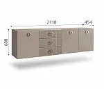 Комод для гостиной 2,1м Bogemia Fly Fillini (Мокка) (Novabuk/Хром) БМКМ-5(Fly)