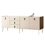 Комод для гостиной 2.1 м Bogemia Woodline Fa (Слоновая кость) (Lakobel/Черный) БМКМ-5
