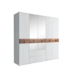 Шкаф 5-ти дверный с зеркалами, с выдвижными ящиками, Bogemia Wood Fa (Белый/Хром) БМШ1/51(Wo)