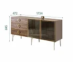 Комод для гостиной 1.6 (2 двери стекло) Bogemia Wood Fi (Мокка) (Lakobel/Золото) БМКМ-4(Wo)[5]
