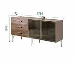 Комод для гостиной 1.6 (2 двери стекло) Bogemia Wood Wo (Мокка) (Lakobel/Хром) БМКМ-4(Wo)[5]