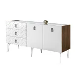 Комод для гостиной 1.6 м Bogemia Woodline Fa (Белый) (Lakobel/Хром) БМКМ-4
