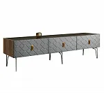 Тумба телевизионная 2,1м Bogemia Woodline Fa (Серый) (Lakobel/Золото) БМТ-2