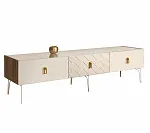 Тумба телевизионная 2,1 м Bogemia Woodline Fa (Слоновая кость) (Lakobel/Золото) БМТ-2 [10]