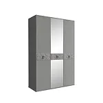 Шкаф 3-х дв. (с зеркалом) для платья и белья Bogemia-Farfalle (Серый/Хром) БМШ1/3(Fa)