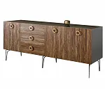 Комод для гостиной 2.1 (3 двери wood) Bogemia Wood Fi (Серый) (Lakobel/Золото) БМКМ-5(Wo)