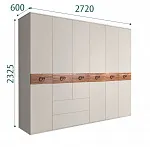 Шкаф 6-ти дверный без зеркал, с выдвижными ящиками, Bogemia Wood Fi (Шелк/Хром) БМШ2/61(Wo)