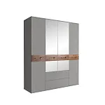 Шкаф 4-х дверный с зеркалами, с выдвижными ящиками, Bogemia Wood Wo (Серый/Золото) БМШ1/41(Wo)