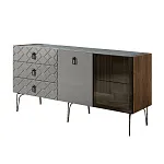 Комод для гостиной 1.6 м Bogemia Woodline Fa (Серый) (Novabuk/Черный) БМКМ-4[5][10]