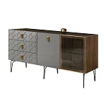Комод для гостиной 1.6 м Bogemia Woodline Fa (Серый) (Lakobel/Золото) БМКМ-4[5][10]