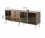 Комод для гостиной 2.1 (3 двери стекло) Bogemia Wood Fi (Мокка) (Lakobel/Хром) БМКМ-5(Wo)[5]
