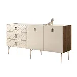 Комод для гостиной 1.6 м Bogemia Woodline Fa (Слоновая кость) (Lakobel/Хром) БМКМ-4