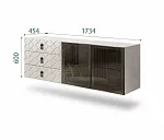 Комод для гостиной 1,6м (2 двери стекло) Bogemia Fly Farfale (Шелк) (Novabuk/Черный) БМКМ-4(Fly)[5]