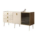 Комод для гостиной 1.6 м Bogemia Woodline Fa (Слоновая кость) (Lakobel/Золото) БМКМ-4[5][10]