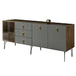 Комод для гостиной 2.1 м Bogemia Woodline Fa (Серый) (Lakobel/Золото) БМКМ-5[4]