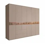 Шкаф 6-ти дверный без зеркал, с выдвижными ящиками, Bogemia Wood Fi (Мокка/Золото) БМШ2/61(Wo)
