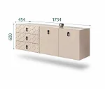 Комод для гостиной 1,6м Bogemia Fly Farfale (Ваниль) (Lakobel/Черный) БМКМ-4(Fly)