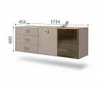 Комод для гостиной 1,6м (1 дверь стекло и 1 дверь wood) Bogemia Fly Fillini (Мокка) (Lakobel/Золото) БМКМ-4(Fly)[5][10]
