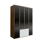 Шкаф 4-х дв. с выдвижными ящиками (4 двери стекло). Bogemia Woodline Air (Белый/Золото) БМШ2/42(4)(Woodline)(Air)