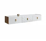 Тумба телевизионная 1,6м Bogemia Woodline Fly Fa (Белый) (Lakobel/Золото) БМТ-1[10] (Woodline)(Fly)